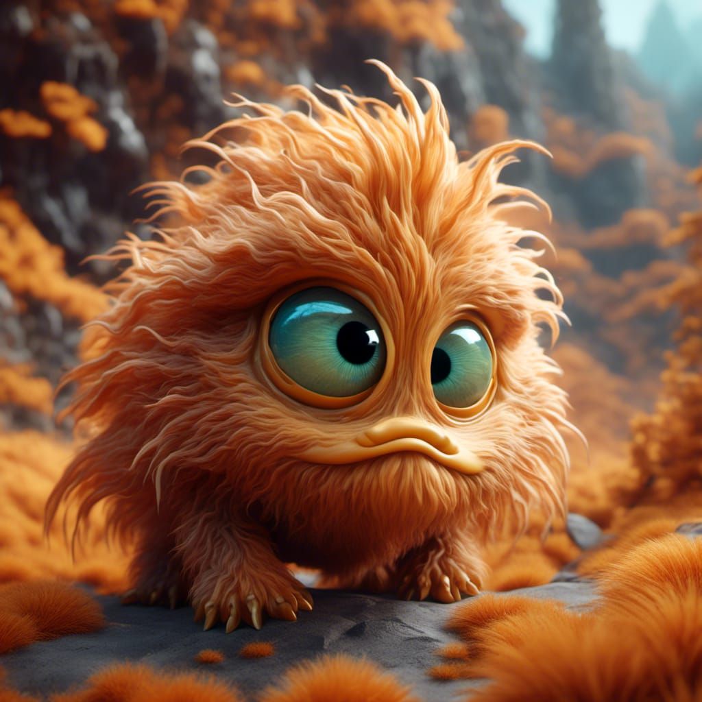 Amber Eye with Golden Fluff in Matte Painting Style