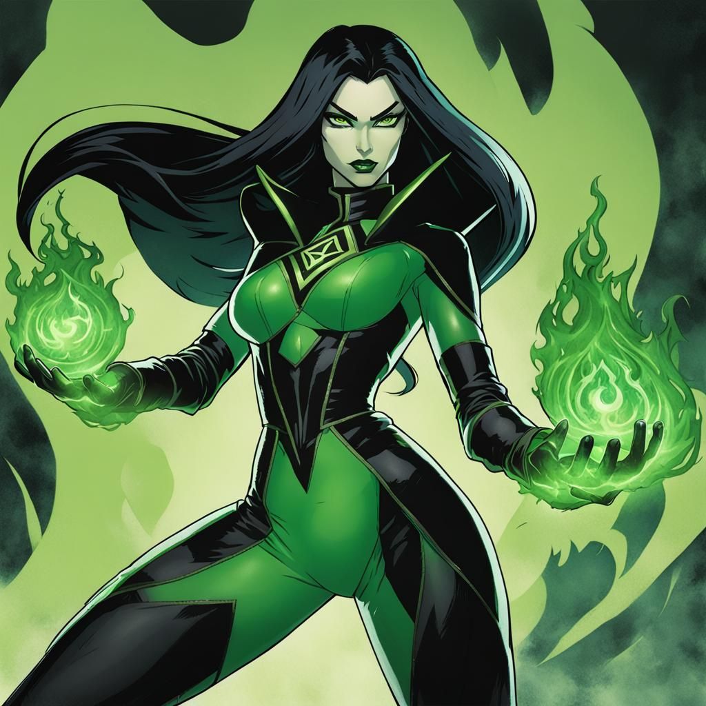 Shego as a Green Fire Sorceress