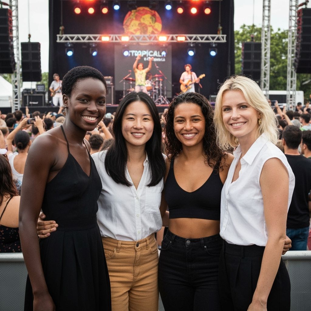 Diverse Women at Rock Concert in Brazil: Photo Realistic