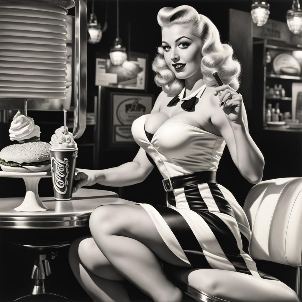 Classic Blonde Pin-Up Girl in Vintage Style