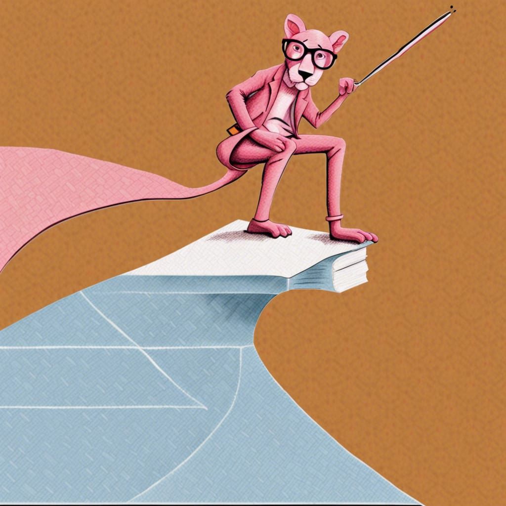 Pink Panther Reads Sci-Fi: Warm Photo Illustration