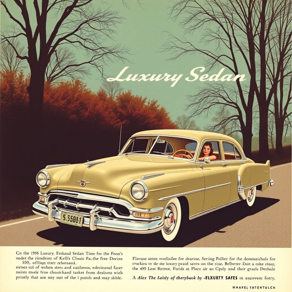 1950s Magazine Ad for Luxury Sedan