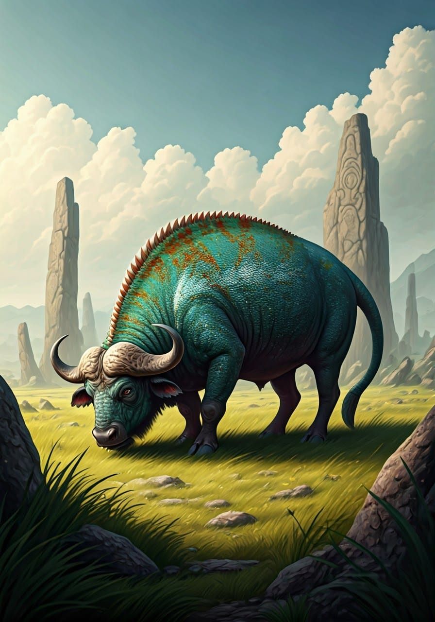 Buffalo Chameleon Hybrid Grazing in Grassland