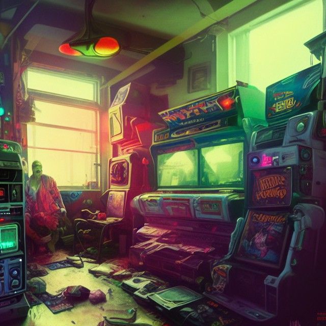 Retro Gamer Bedroom in Cyberpunk Style