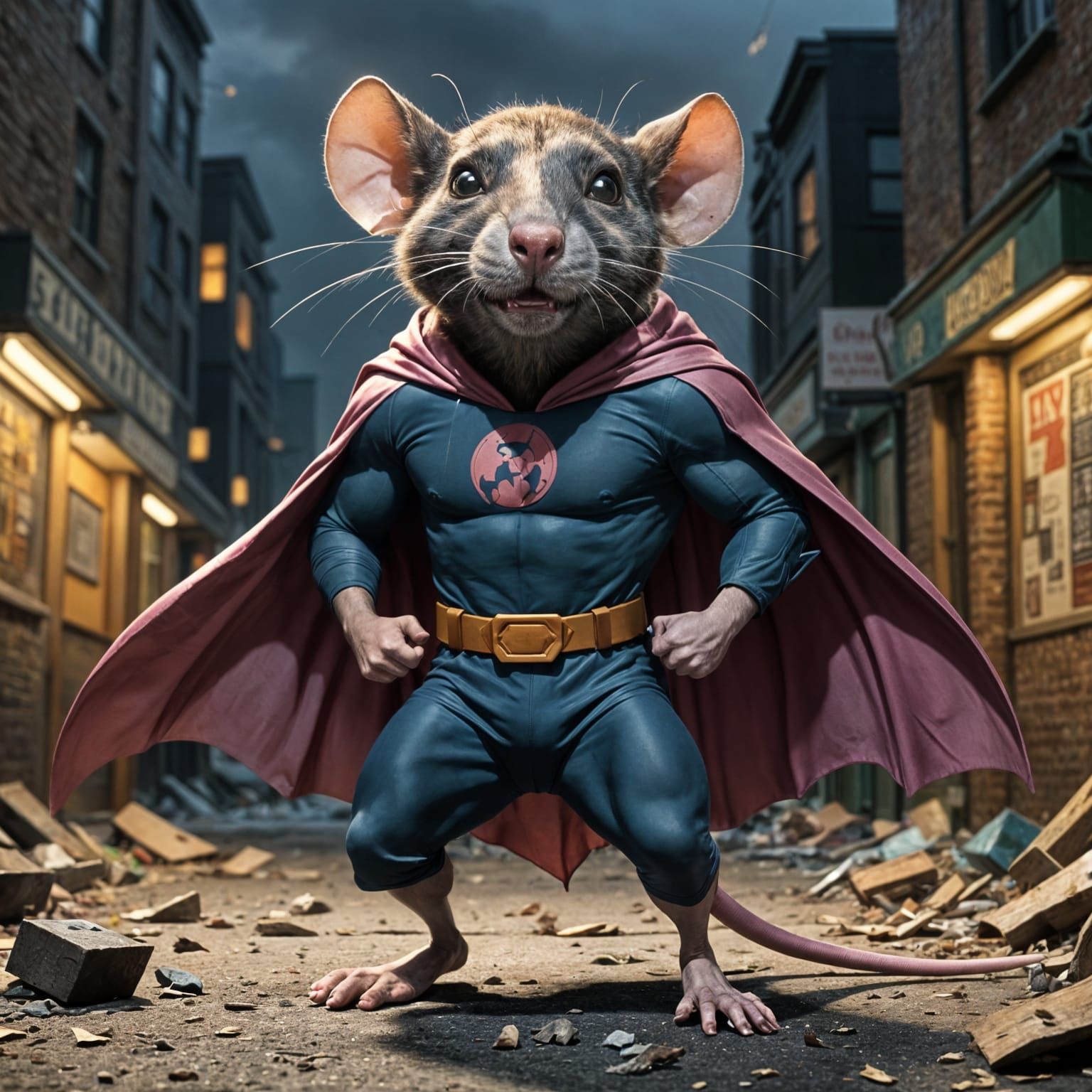 Ratman: Cartoon Superhero Rat in Comic Art Style