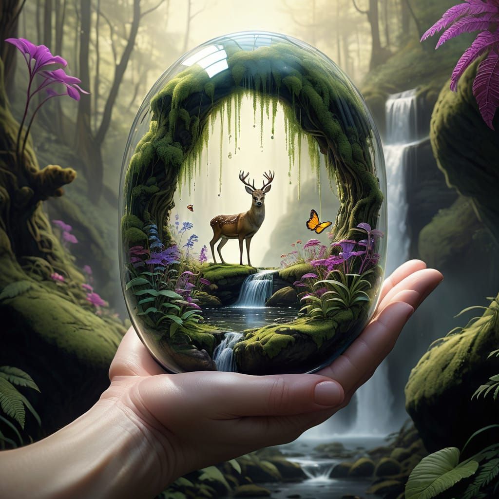 Ethereal Miniature World Within Glass