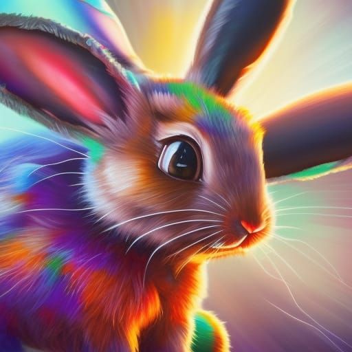 Hyperrealistic Funny Bunny Splash Art Portrait