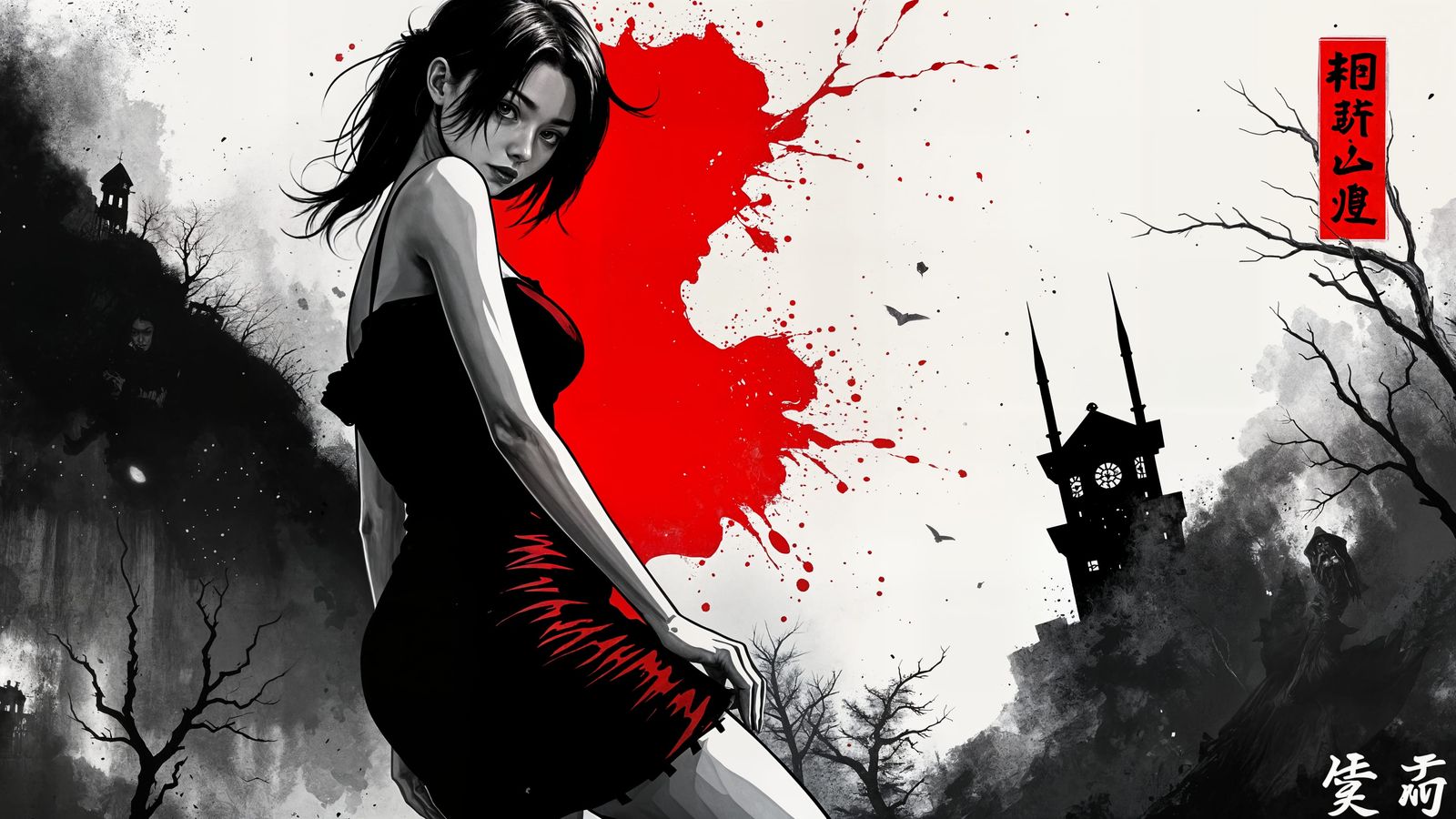 Eerie Ink Art Promoting a Haunting Abode