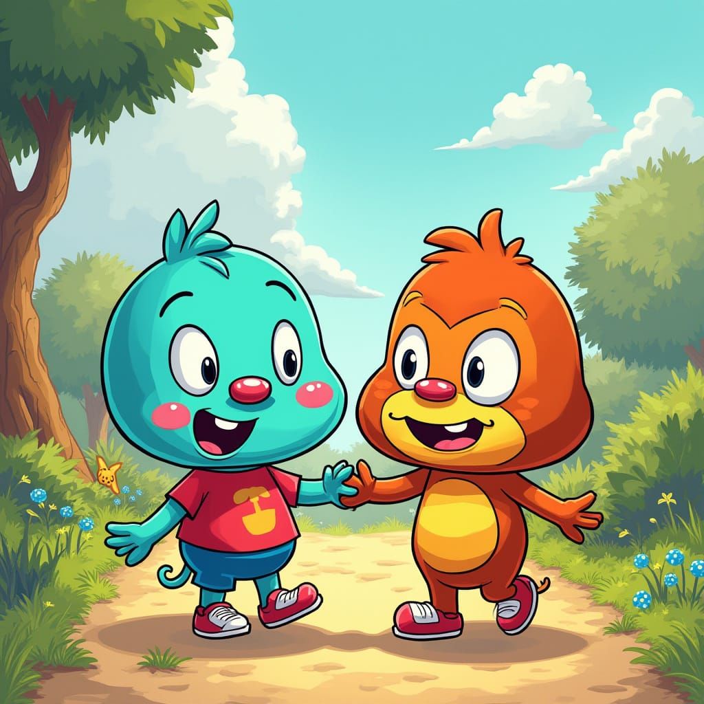 Gumball and Diddy's Whimsical Hand-Holding Adventure