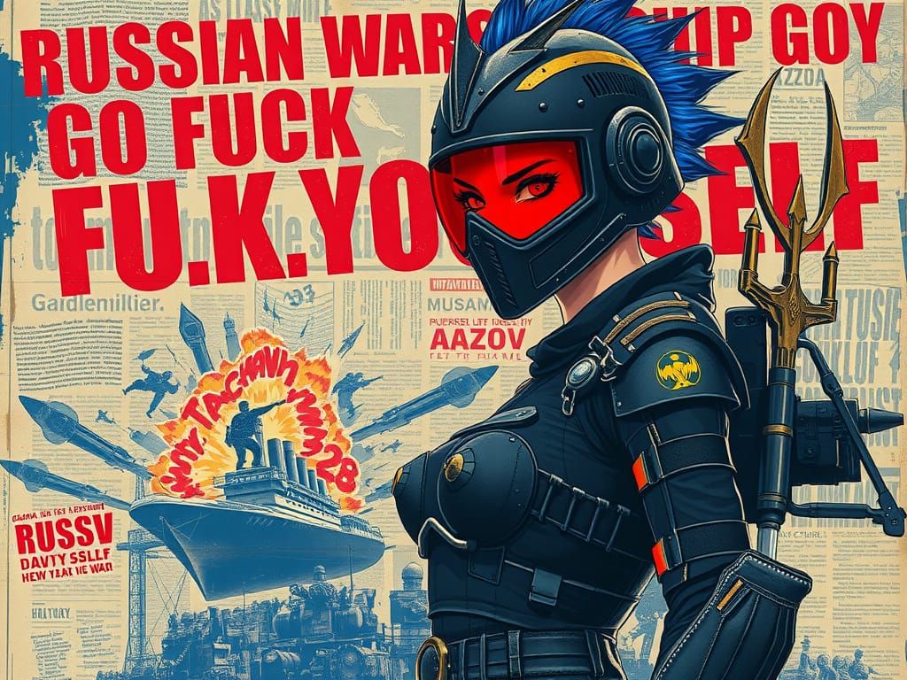 Gritty Cyberpunk Female Warrior in Dystopian Ruins