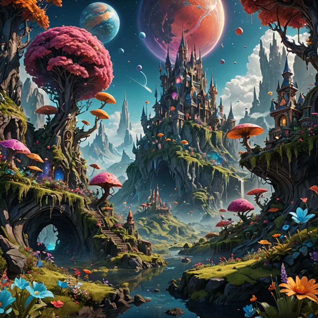 Colorful Fairy Planet: Detailed Matte Painting