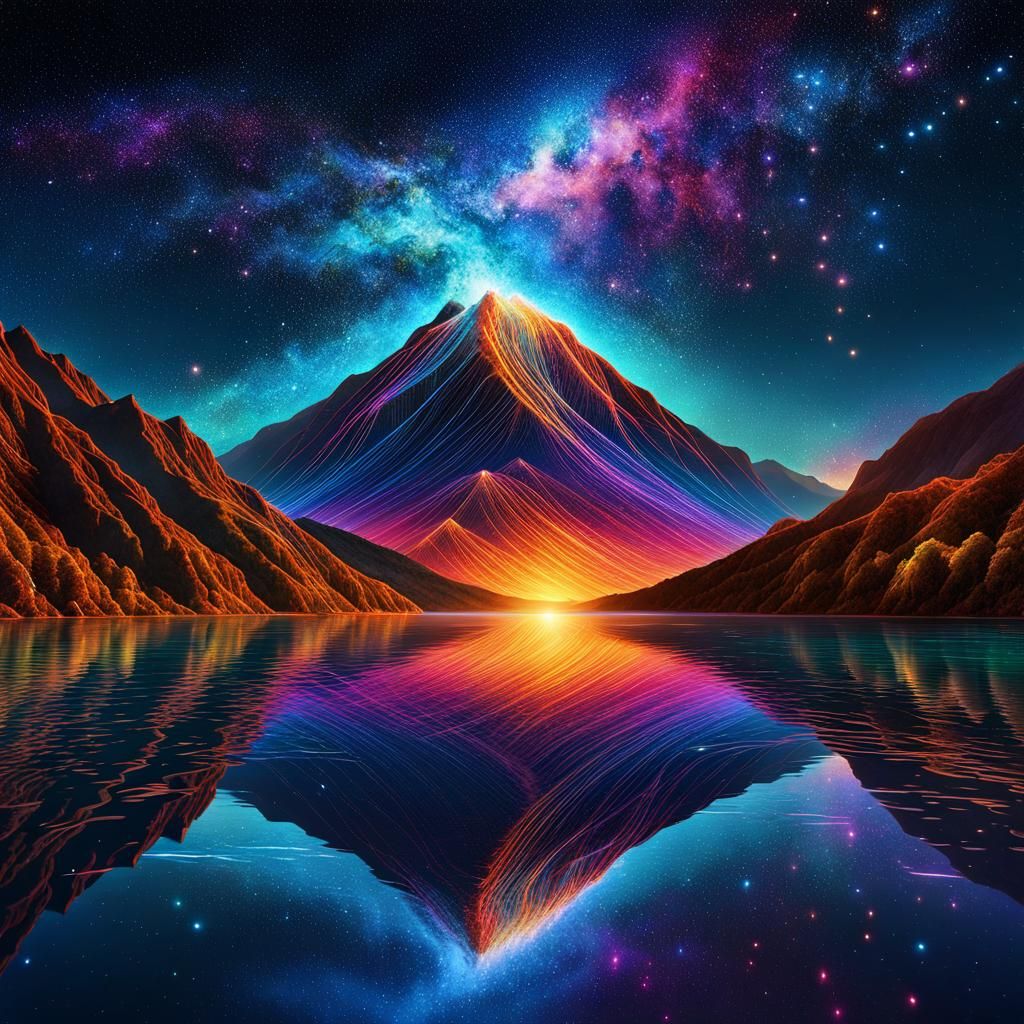 Cosmic Spaghetti Lake Nebula: Digital Art Illustration