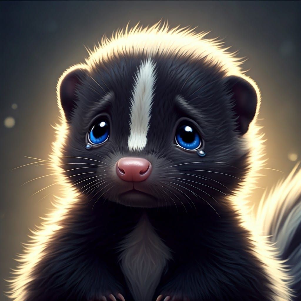 Distressed Baby Skunk in Dreamlike Setting