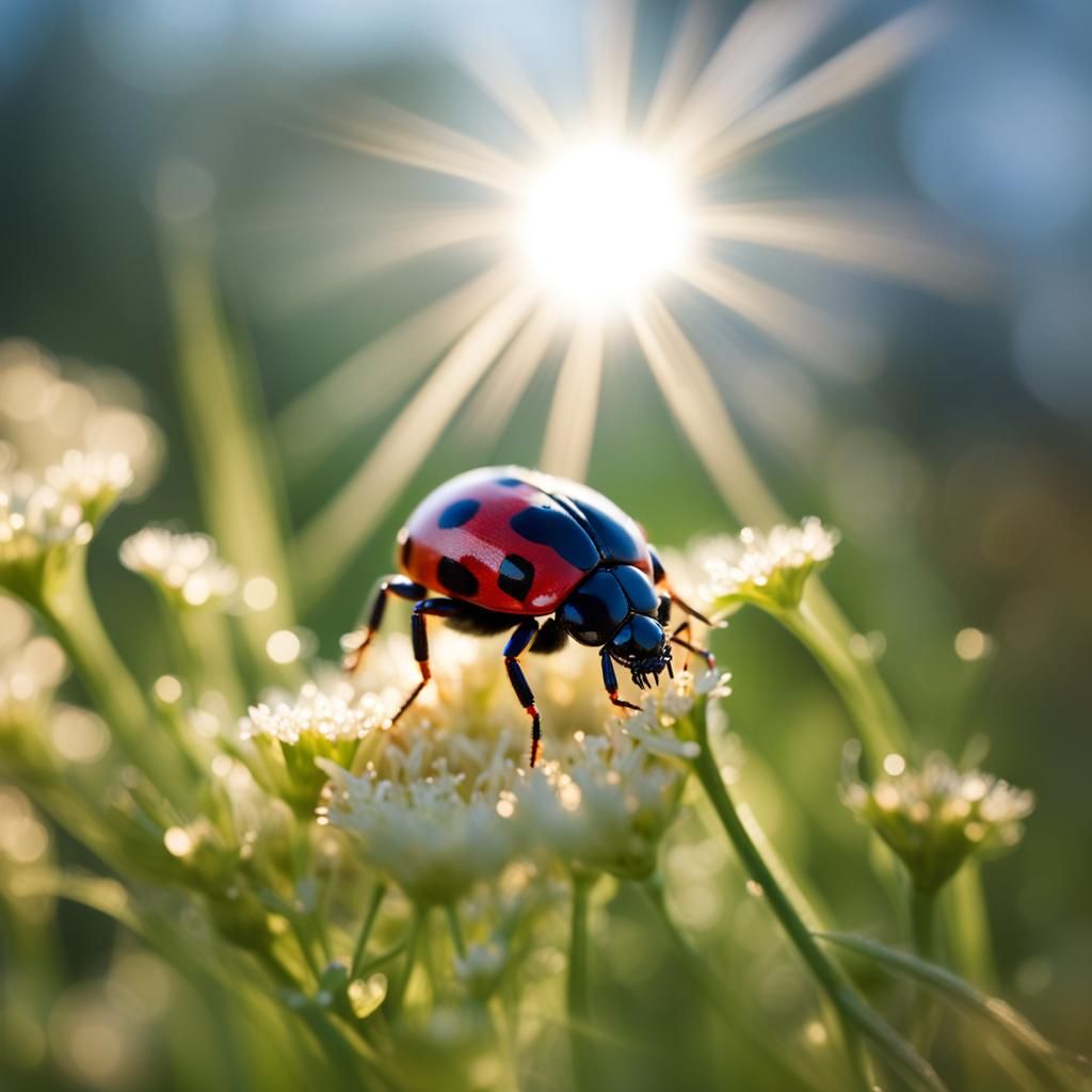 Ladybug on Daisy Shines in Natural Light