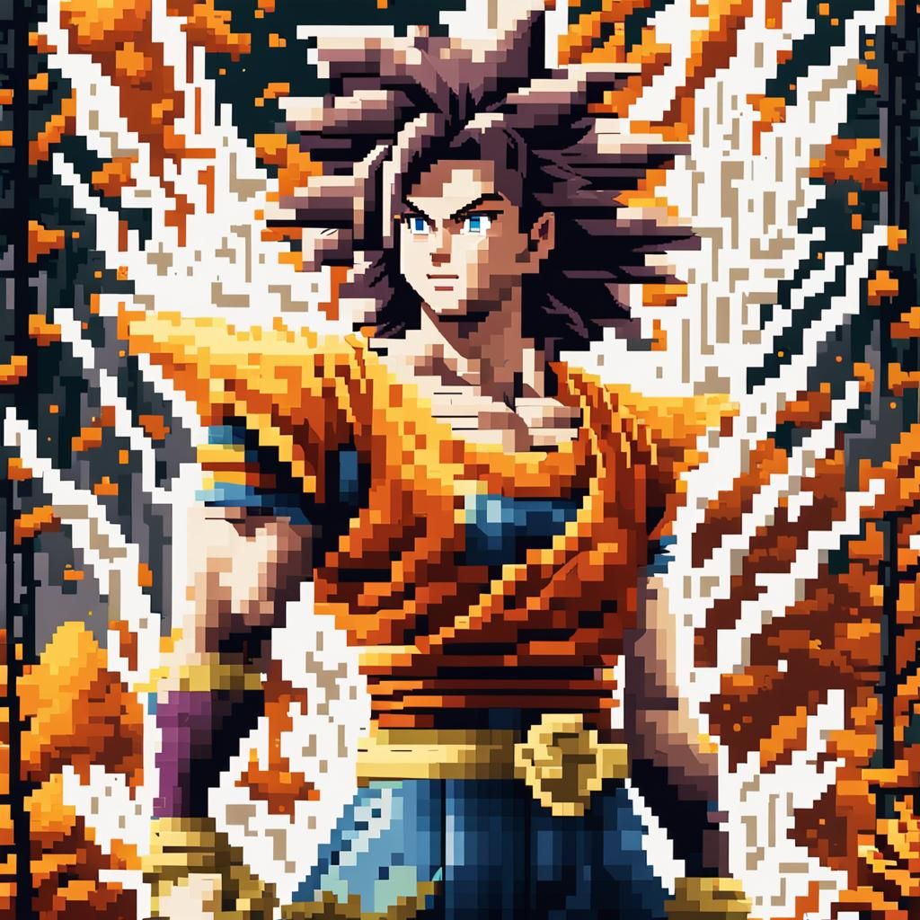 16-bit Super Saiyan in Autumn Forest