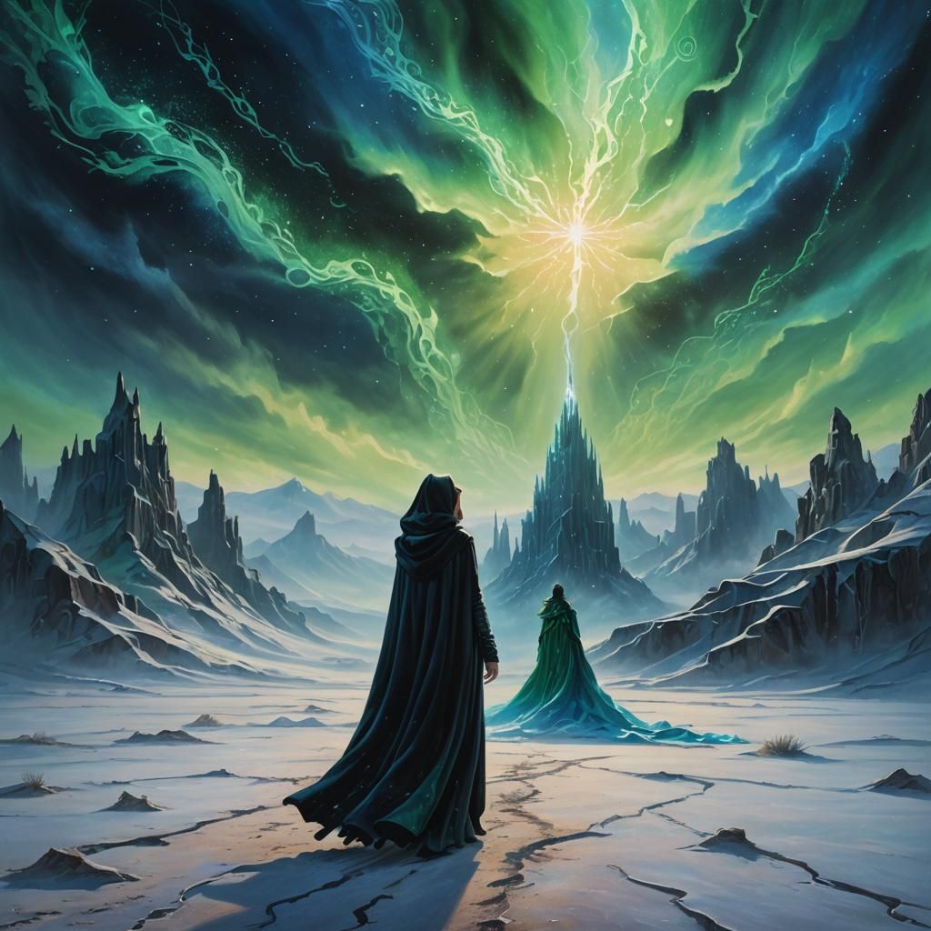 Mysterious Woman in Frozen Desert, Fantasy Realism