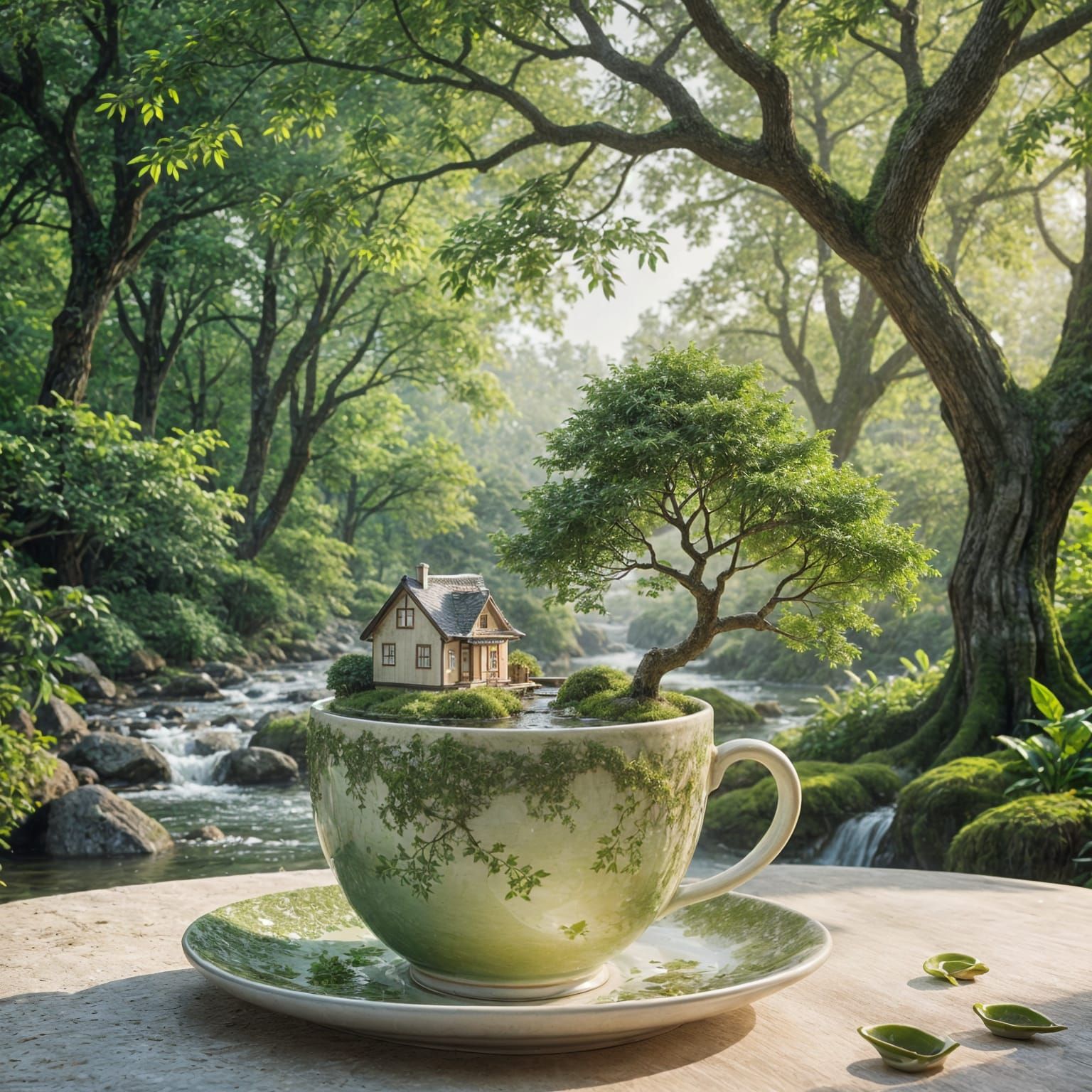 Teacup Landscape: A Miniature World of Serenity