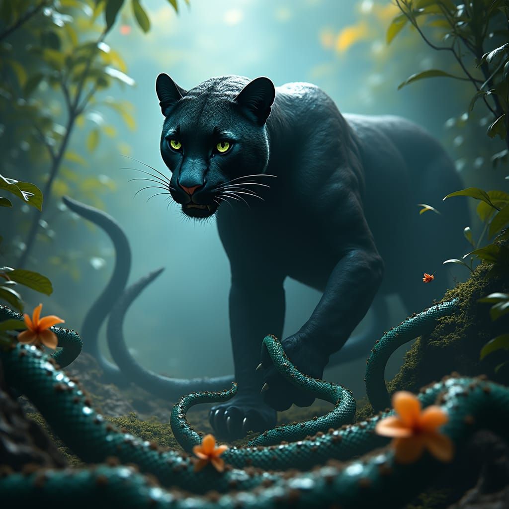 Jungle Jaguar Queen in a Mystical Realm