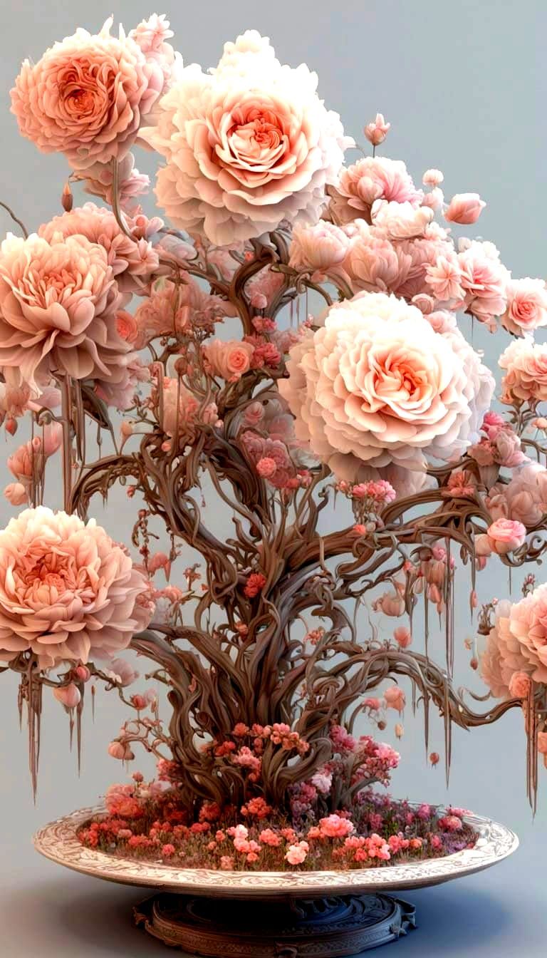 Vibrant Floral Vortex in Neo-Primitivist Art Nouveau Style