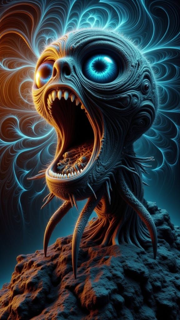 Macabre Horror Scene in 3D Double Exposure Style