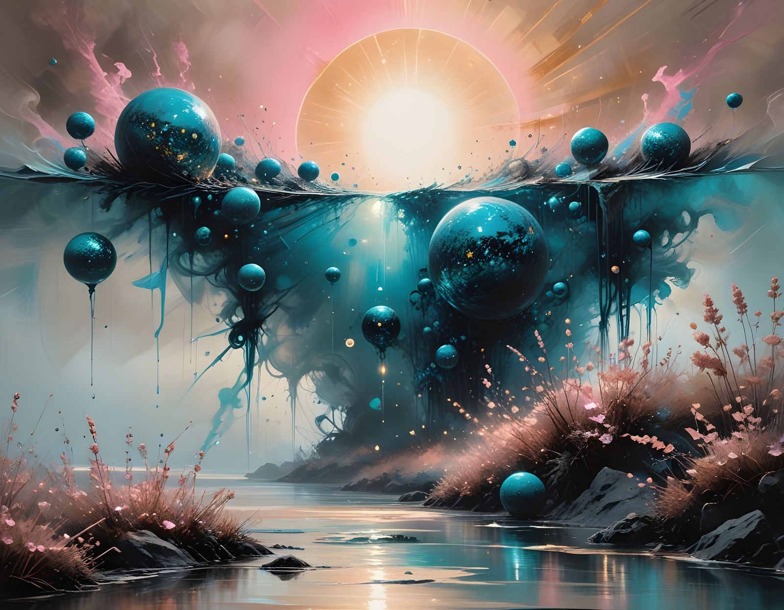 Bioluminescent Landscape with Sepia Tones