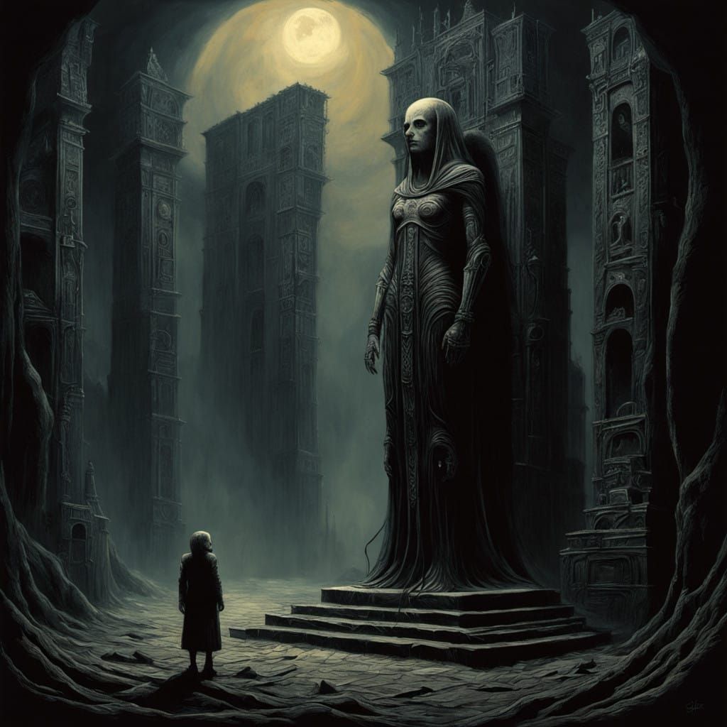 Mysterious Giantess in a Dark, Ominous World