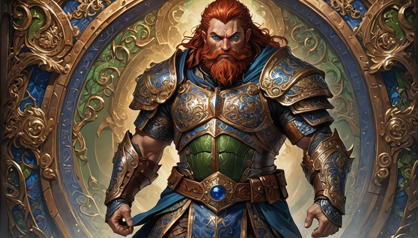 Heroic Anime Dwarf King in Bronze Armor