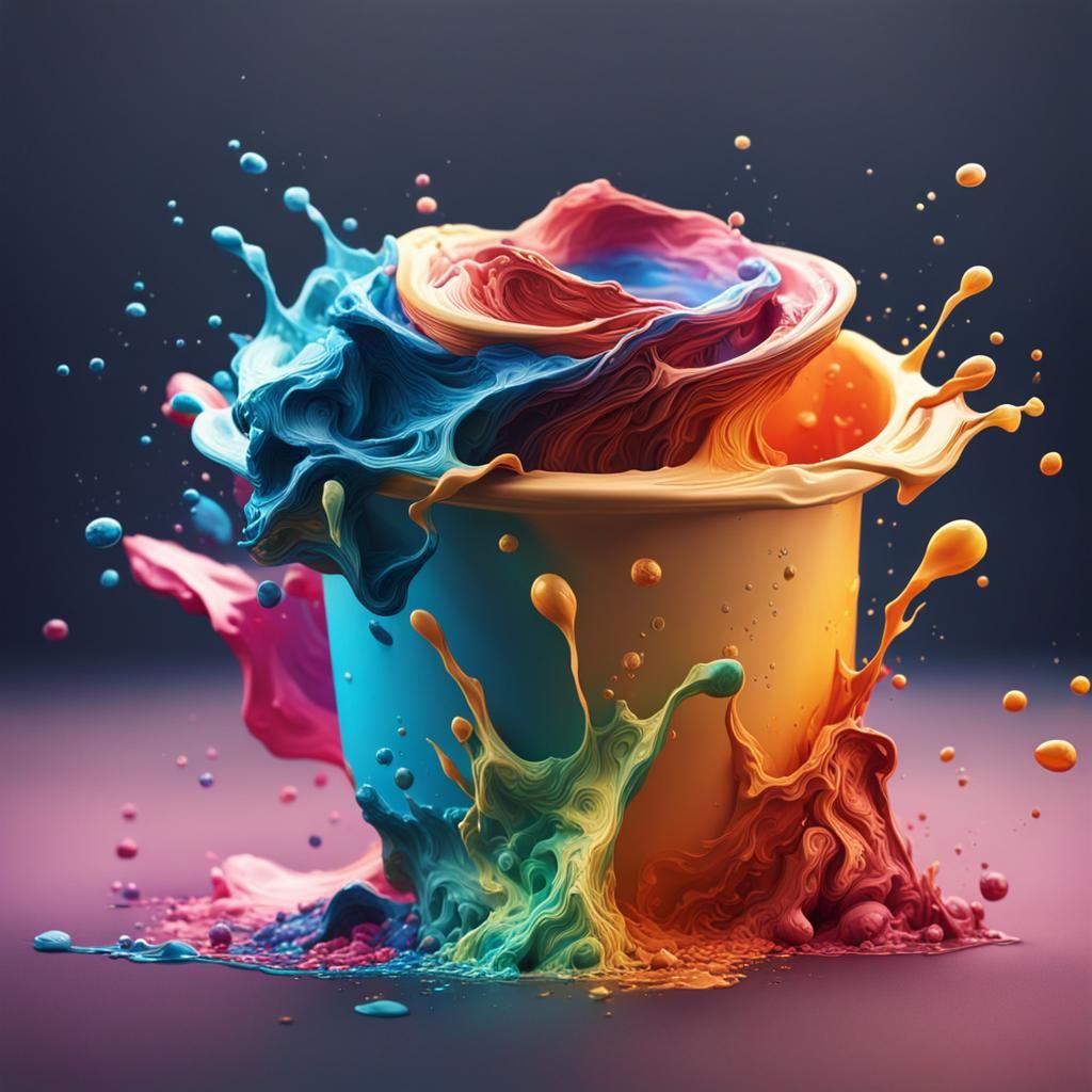 Vibrant Beige Portrait in Dramatic Splash Art Style