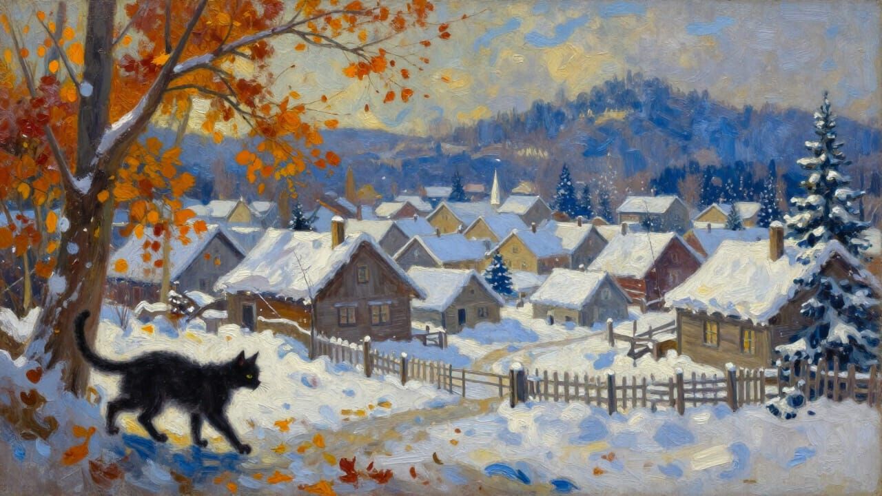 1800s Village: Autumn Transformation to Winter Wonderland