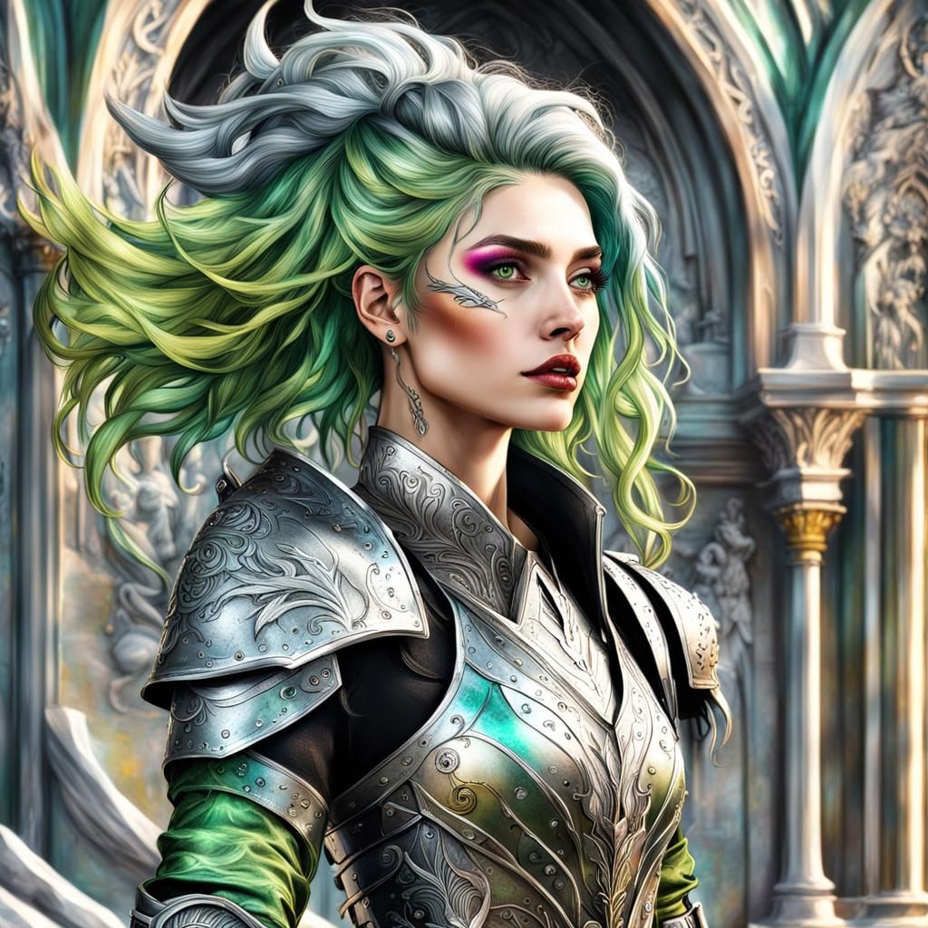 Fairytale Knight in Detailed Silver Armor