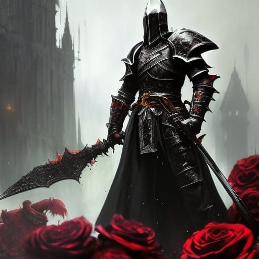 Unholy Paladin in Crimson Armor, Grimdark Dark Fantasy