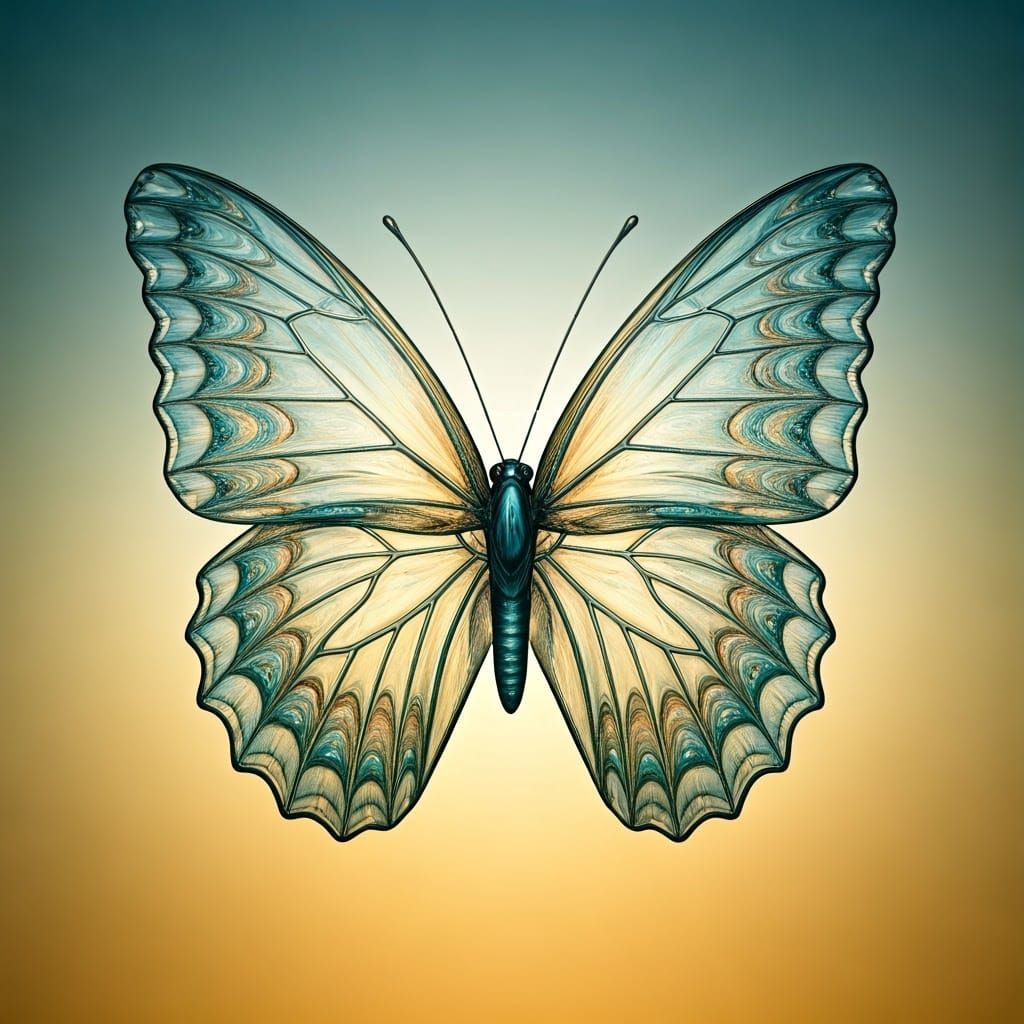 Ethereal Glass Butterfly in Flight