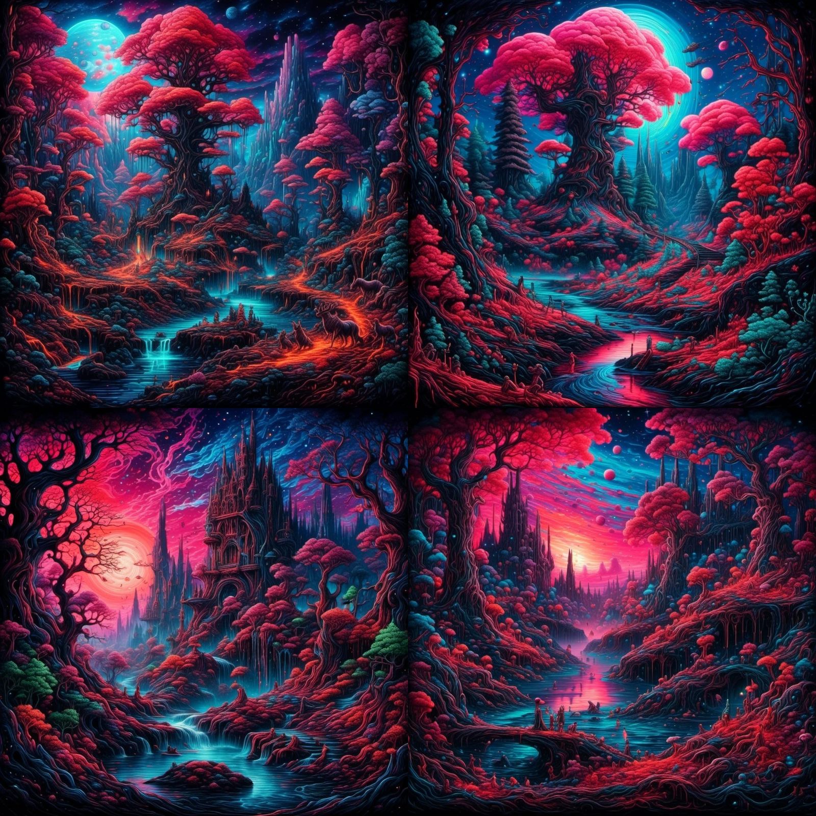 Cosmic Forest Landscape in Fantasy Art Style
