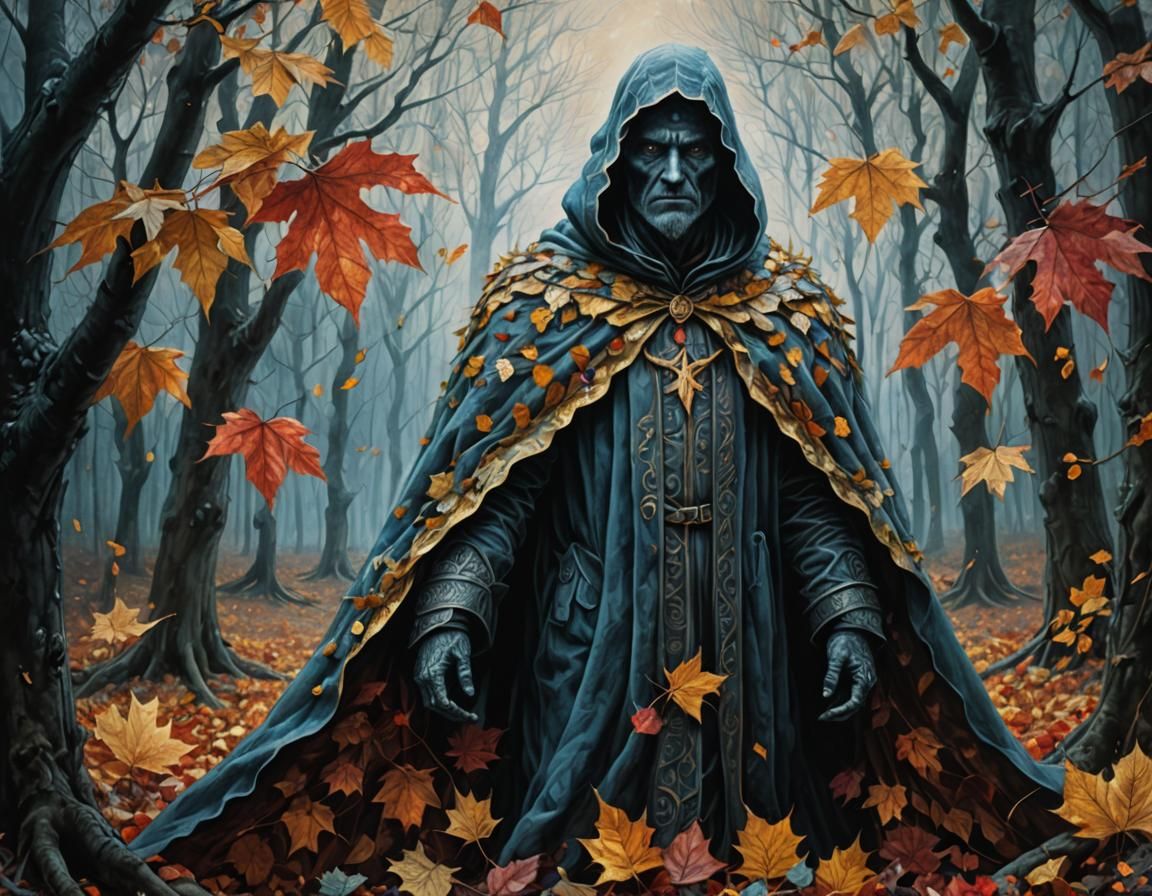 Autumn God Reveals Winter Landscape in Charcoal