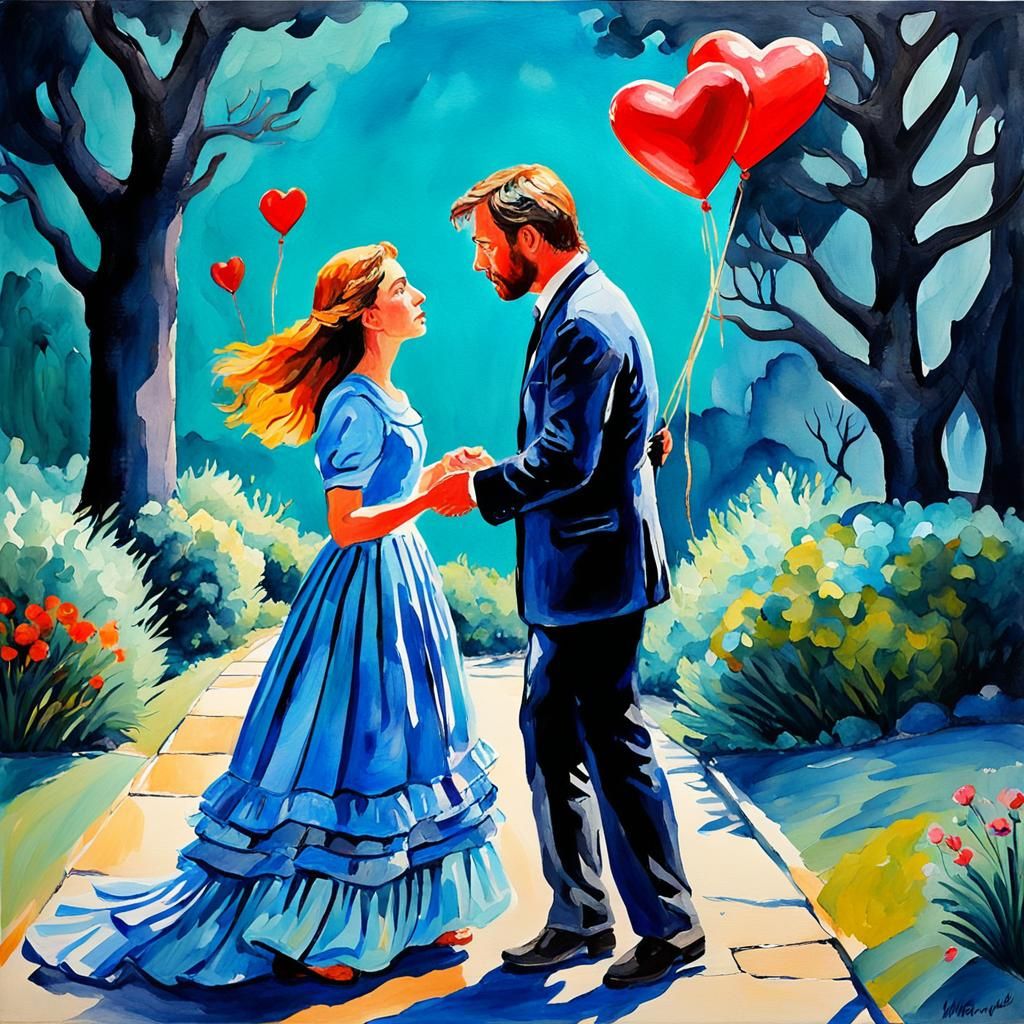 Impressionist Gouache Lovers: A Watercolor Masterpiece