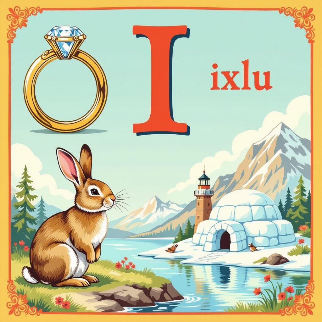 Learn Letter I: Children's Educational Poster