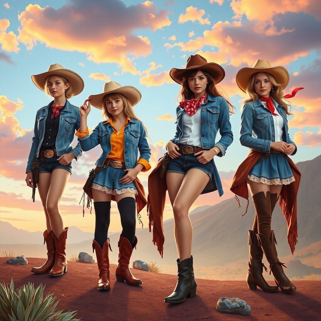 Disney-esque Cowgirls in a Sunset-Lit Wild West