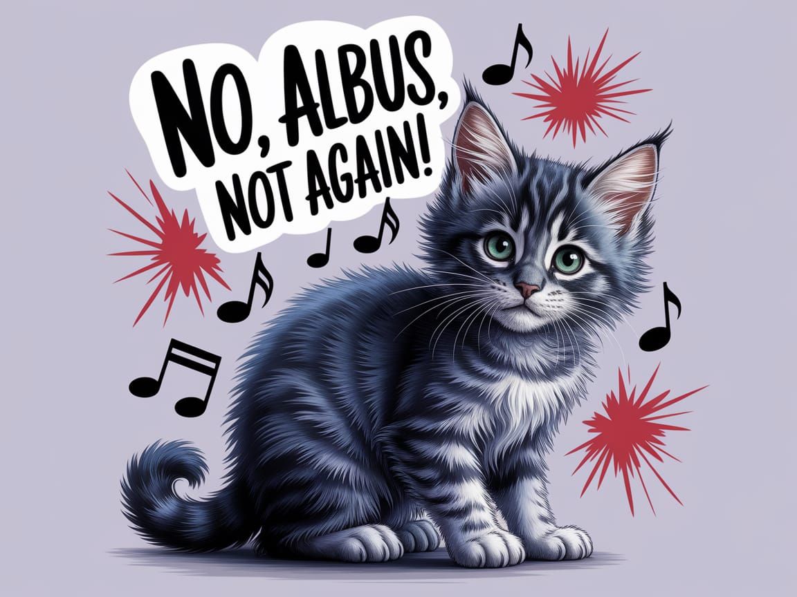 Whimsical Kitten in Musical Chaos