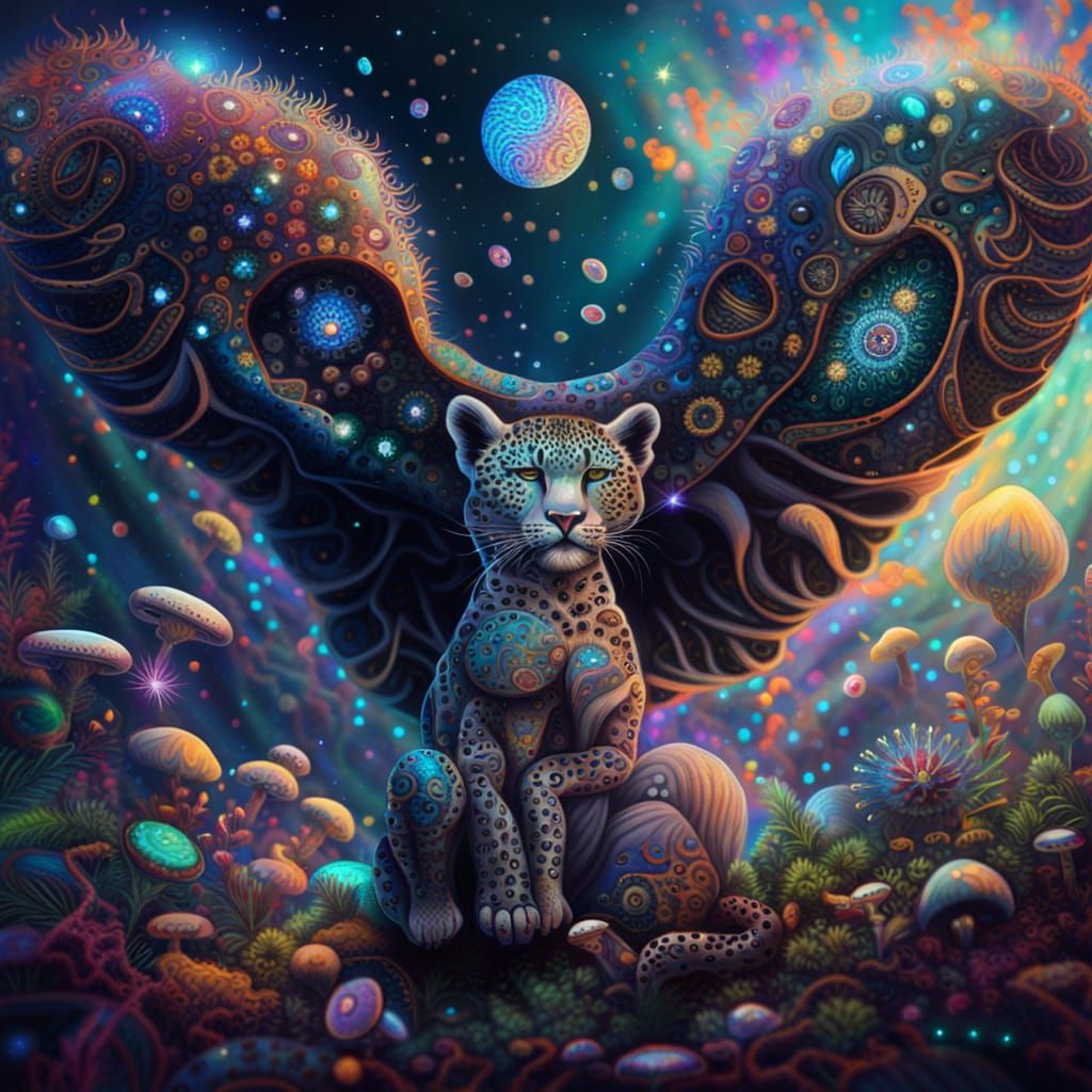 Cosmic Gaia with Leopards and Mushrooms