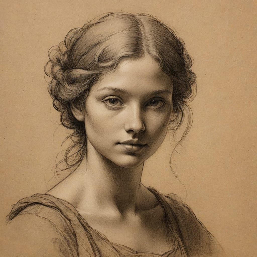 Timeless Renaissance Portrait Study on Weathered Paper