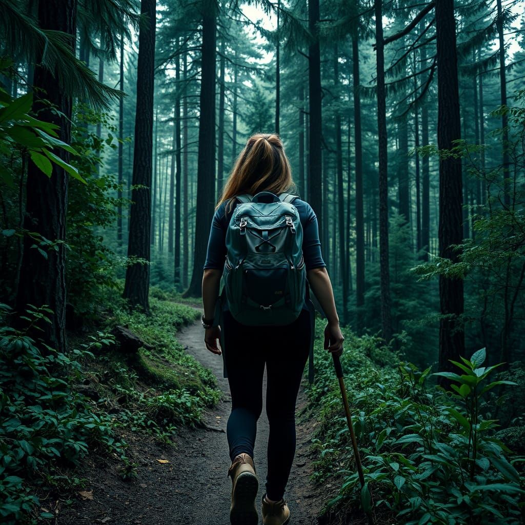 Hyperrealistic Forest Trail Scene in Cinematic Style