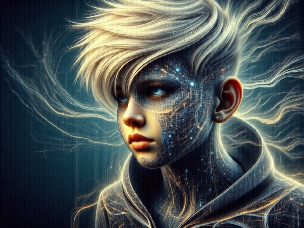 Boy with Spiderwebs in Golden Hour Light