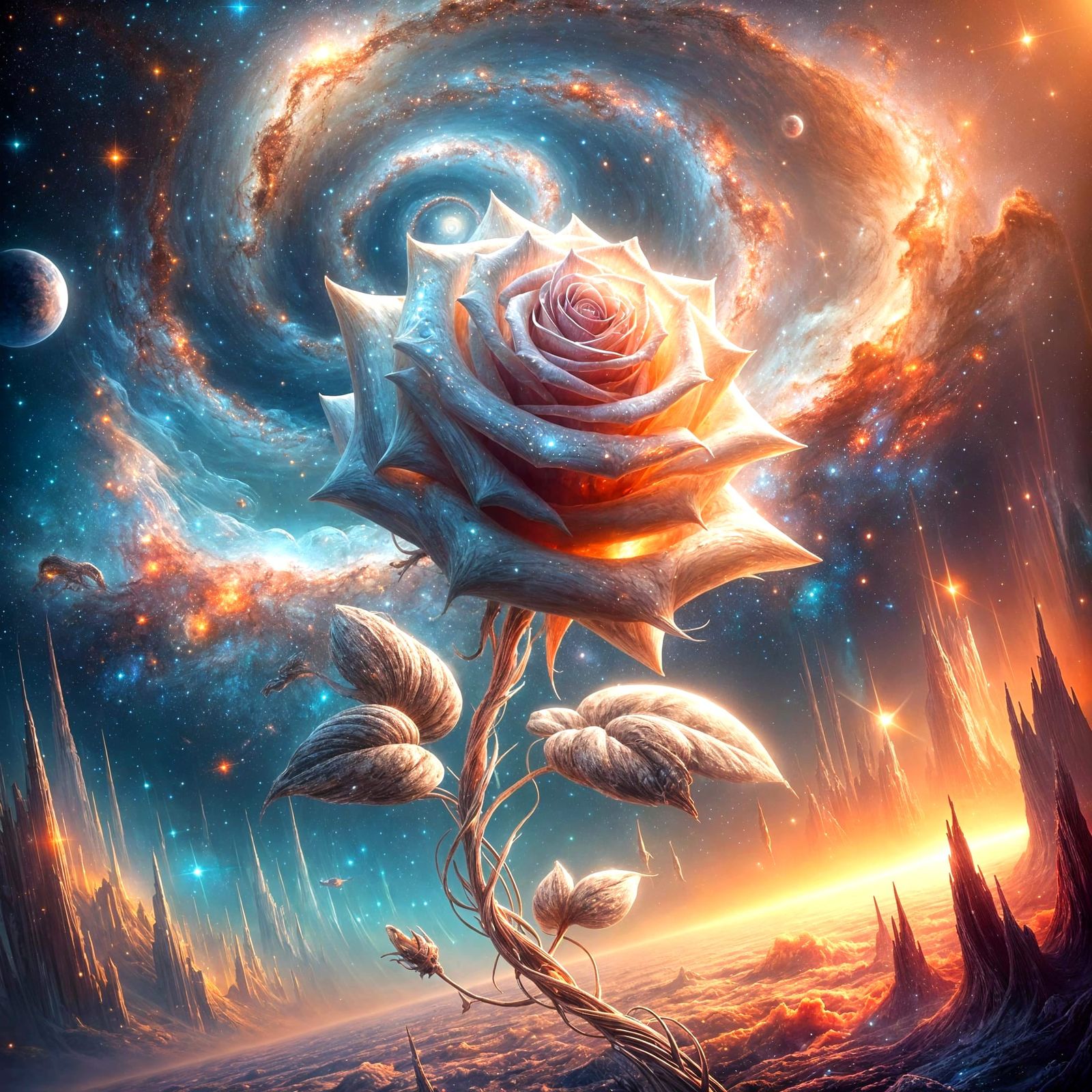 Cosmic Rose Reveals Galaxy as Digital Art