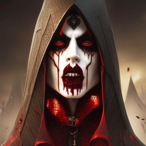 Detailed Vampire Portrait in Spooky Cemetery