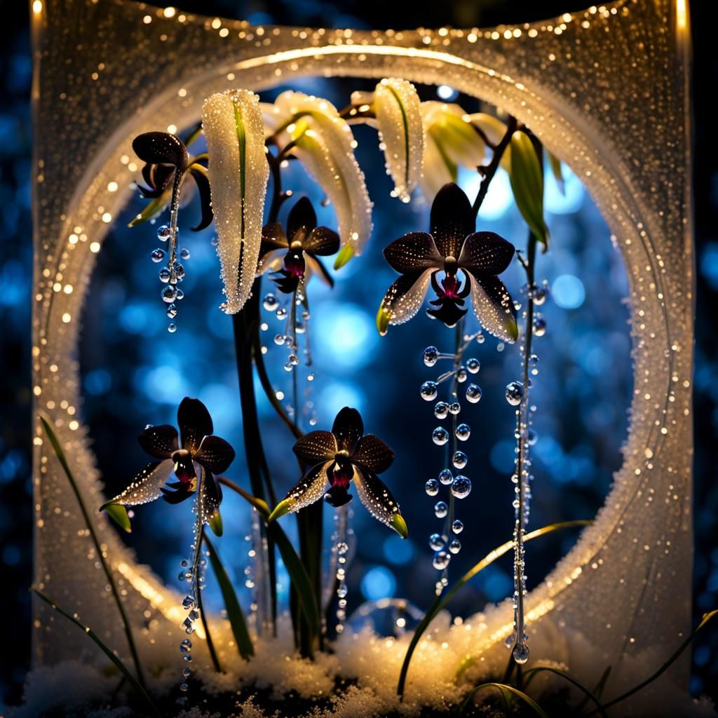 Alien Orchids in a Frosty Fantasy Garden