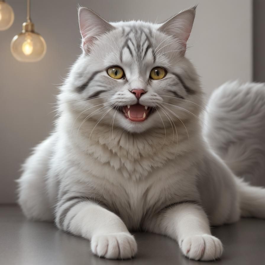 Hyperrealistic Laughing Cat Portrait in 24k Resolution
