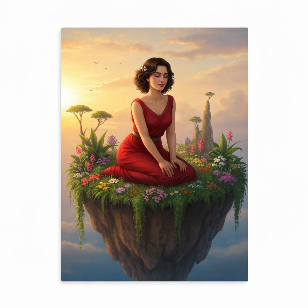 Goddess Sails Singing in Golden Light: Romanticism Style