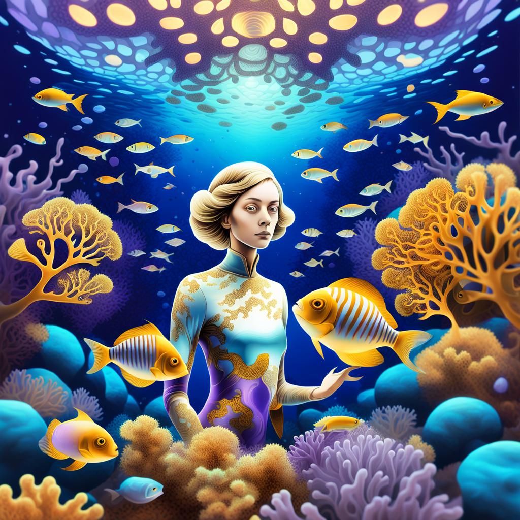 Psychedelic Coral Reef with Bioluminescent Glow