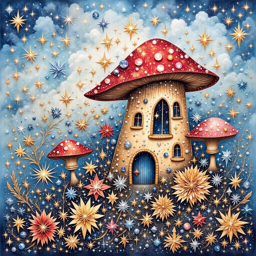 cute whimsical mushroom house