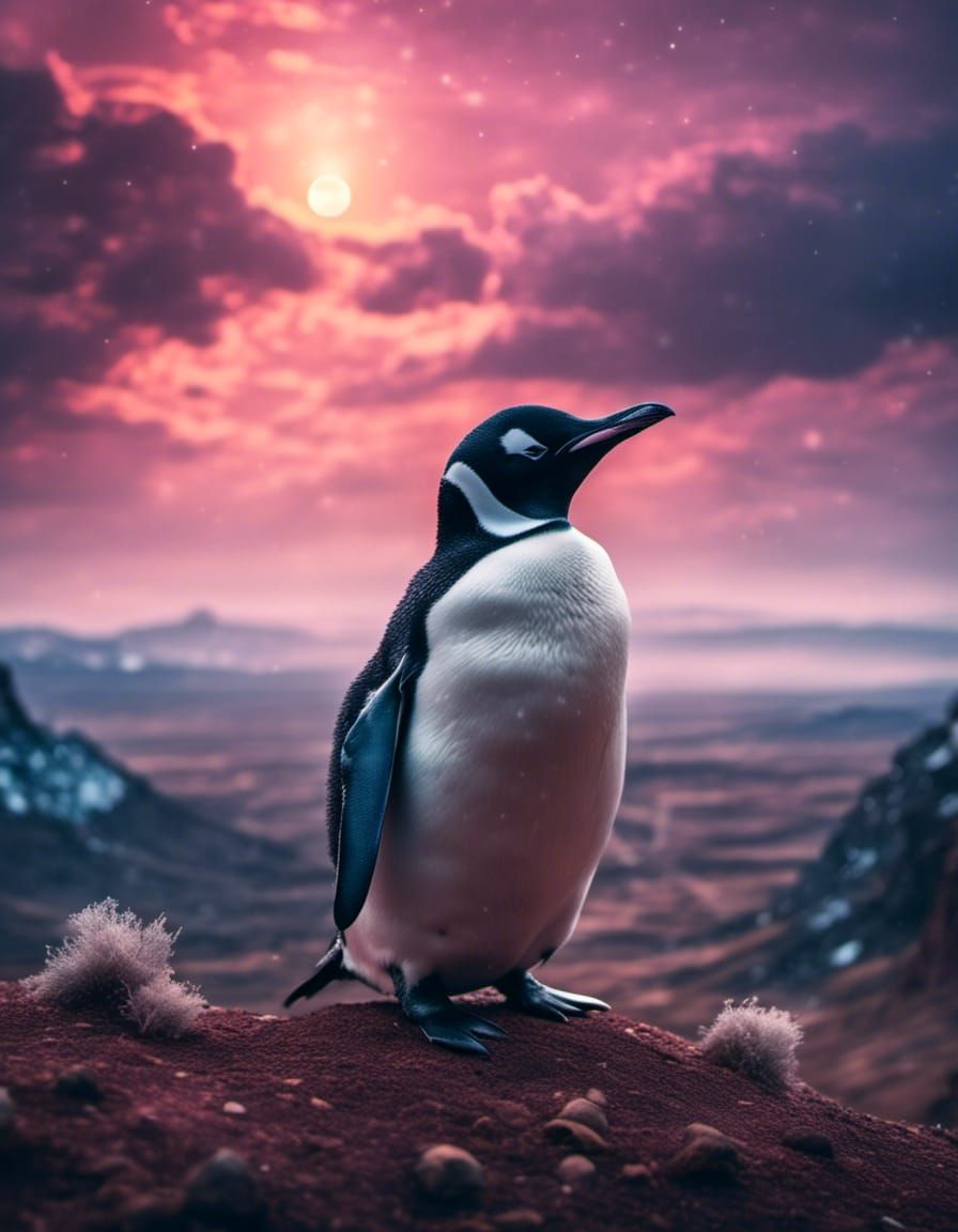 Penguin in Badlands as Chalk Art